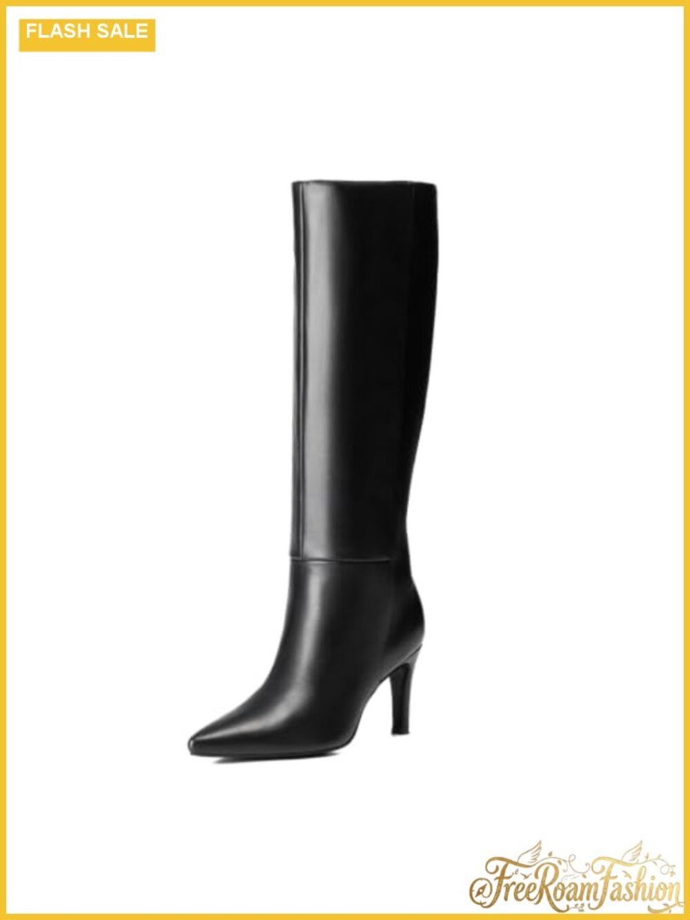 Knee High Pointed Toe Stiletto Boots Tall Side Zip Wide Calf Dress Boots